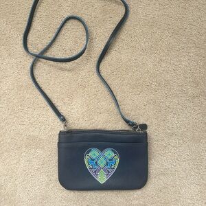 Brighton Dark Blue Crossbody Bag with Colorful Heart